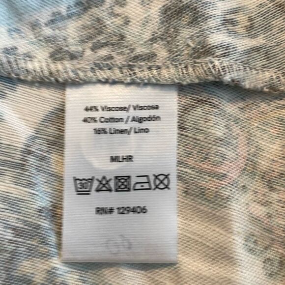 Venus Printed Trim Linen Mix Halter Top Ivory  L - Picture 8 of 9